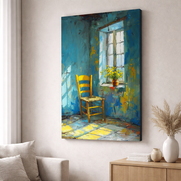 Blue Chair Sunlit Room Canvas