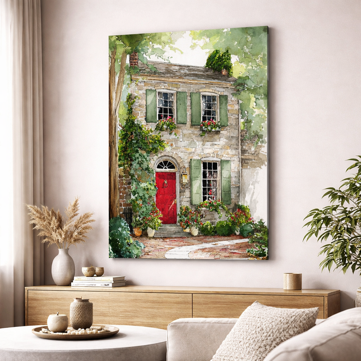 Cottage Red Door Canvas