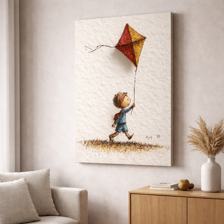 Child Flying Kite Canvas