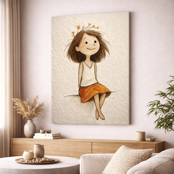 Gentle Girl Illustration Canvas
