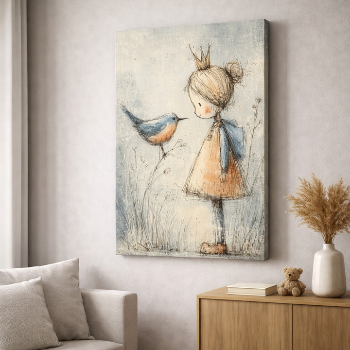 Little Princess & Bird Canvas