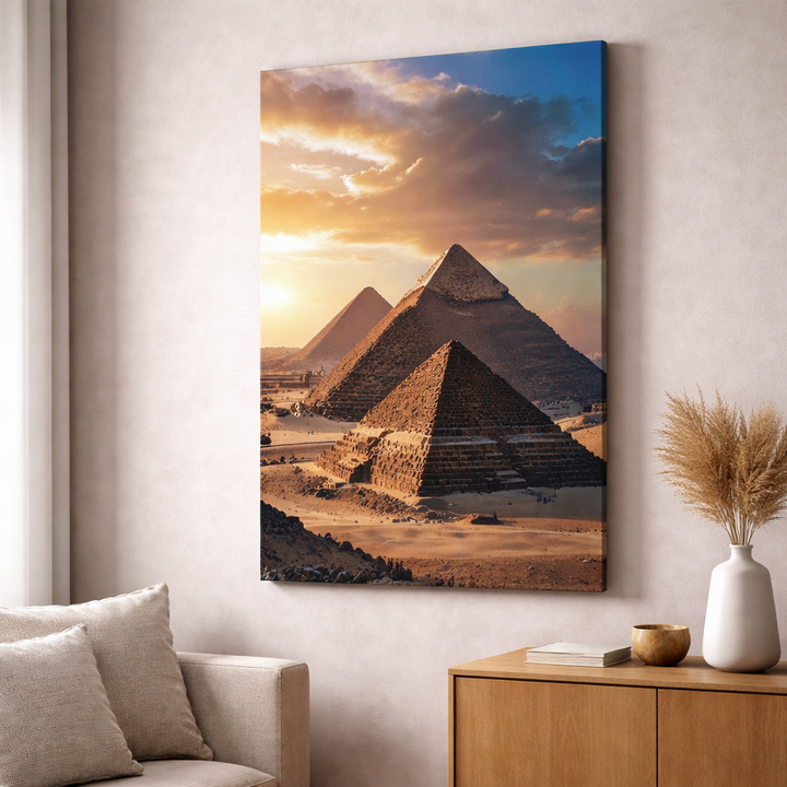 Giza Pyramids Sunset Canvas Art