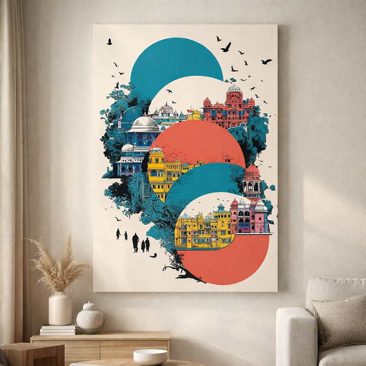 Abstract Heritage City Canvas Art