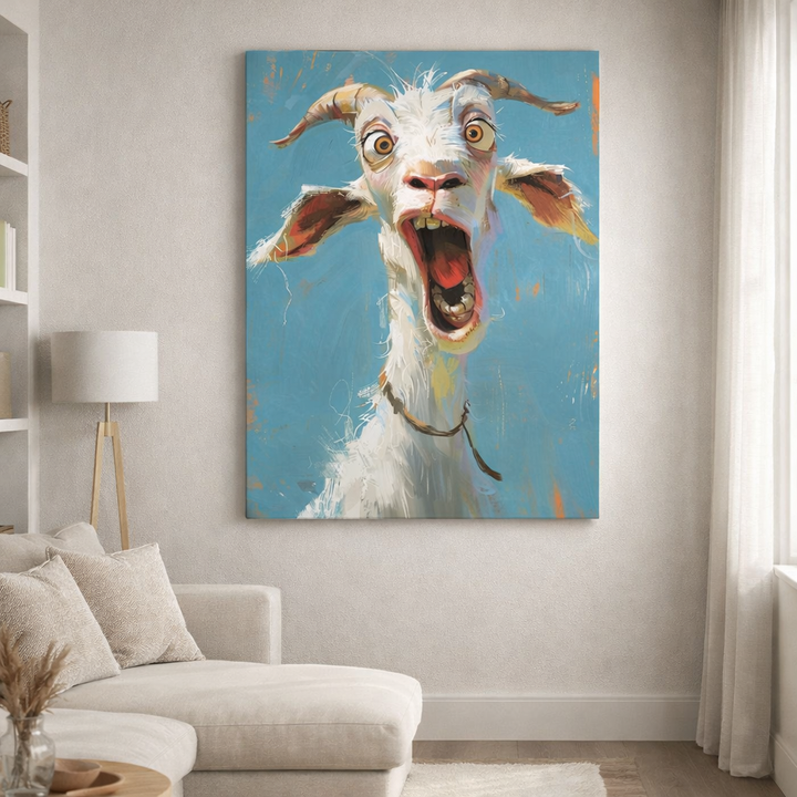 Playful Goat Expression Canvas
