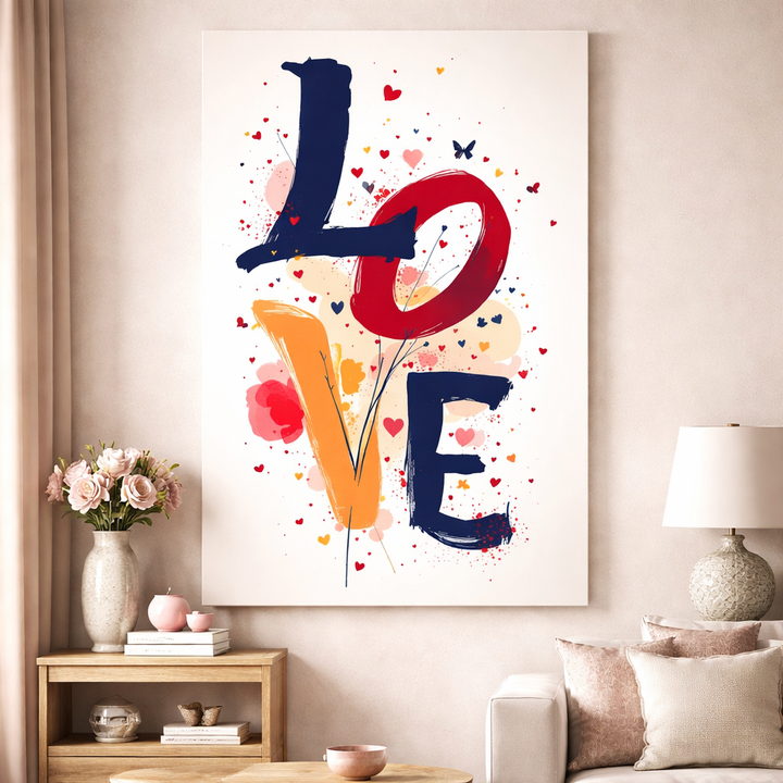 Colorful LOVE Typography Canvas Wall Art