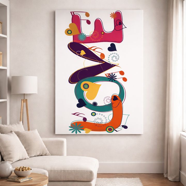 Abstract LOVE Typography Canvas Art
