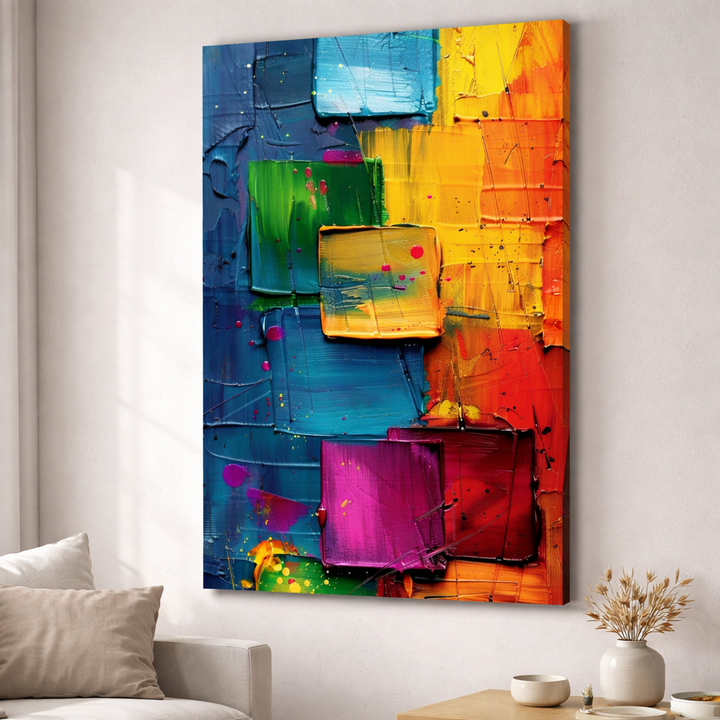 Bold Color Block Abstract Canvas