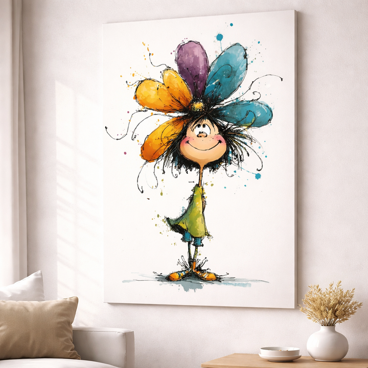 Whimsical Flower Girl Canvas Wall Art
