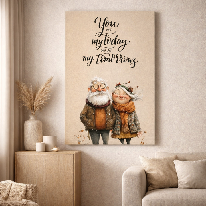 Forever Love Elderly Couple Canvas Wall Art