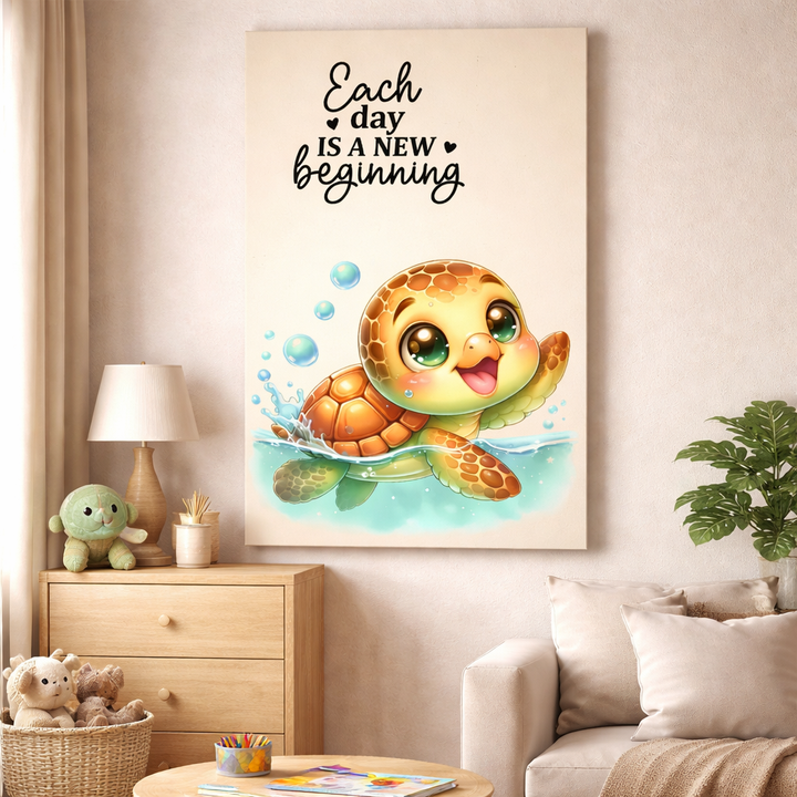 Each Day Is a New Beginning Turtle Canvas