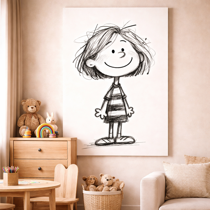 Cute Sketch Child Canvas