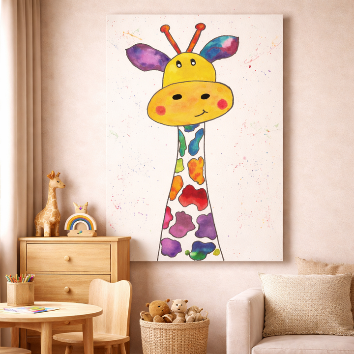 Colorful Giraffe Kids Canvas
