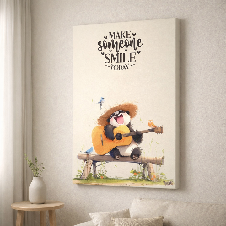 Whimsical Panda Smile Quote Canvas Wall Art