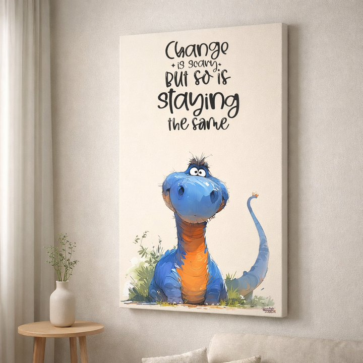 Motivational Dinosaur Quote Canvas Wall Art