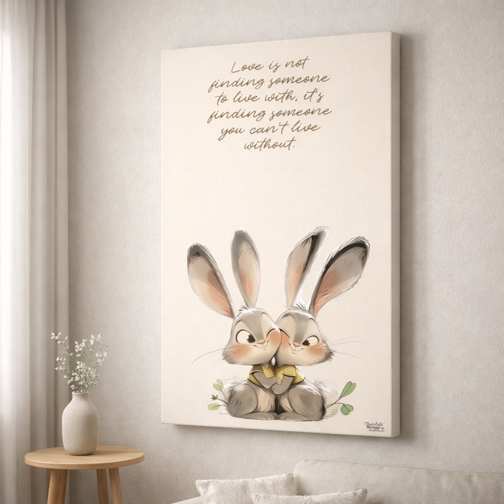 Whimsical Bunny Love Quote Canvas Wall Art
