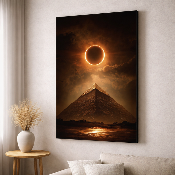 Solar Eclipse Pyramid Canvas Wall Art