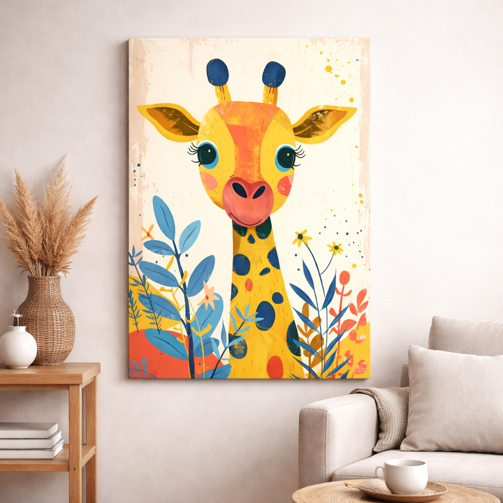 Cute Giraffe Nursery Wall Canvas
