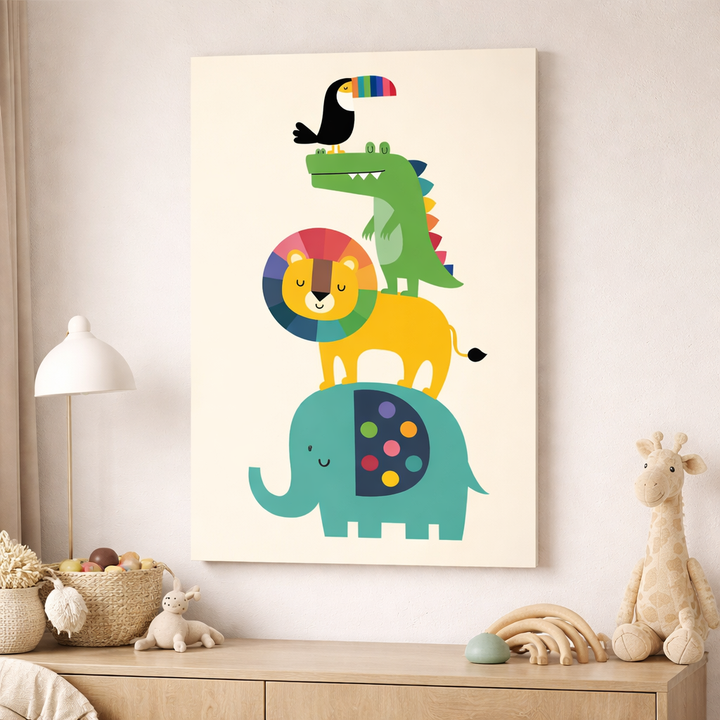 Colorful Animal Stack Kids Wall Art