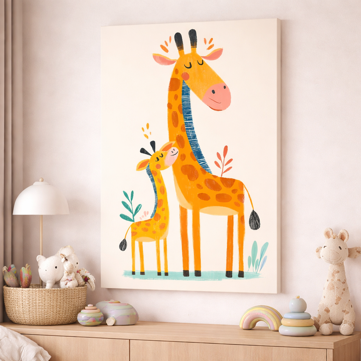 Giraffe Mother and Baby Canvas
