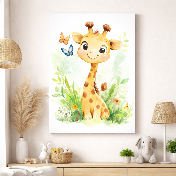 Cute Giraffe Nursery Wall Art Canvas