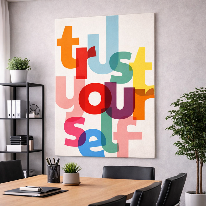 Trust Yourself Colorful Typography Canvas
