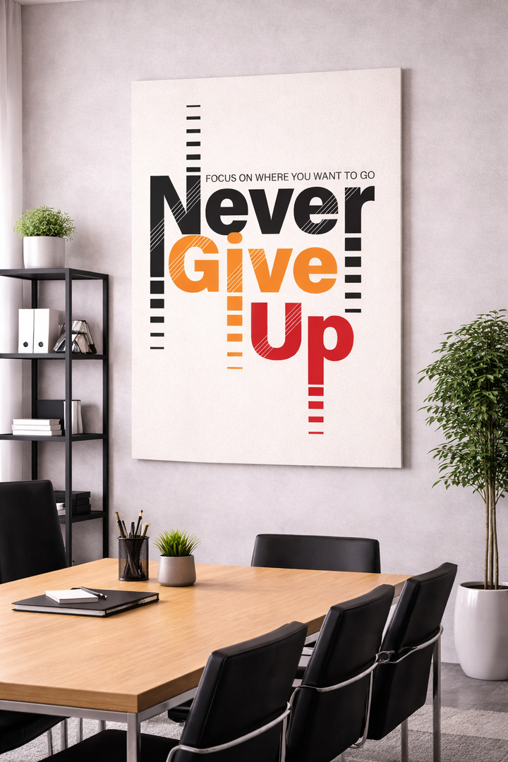 Never Give Up Bold Typography Canvas