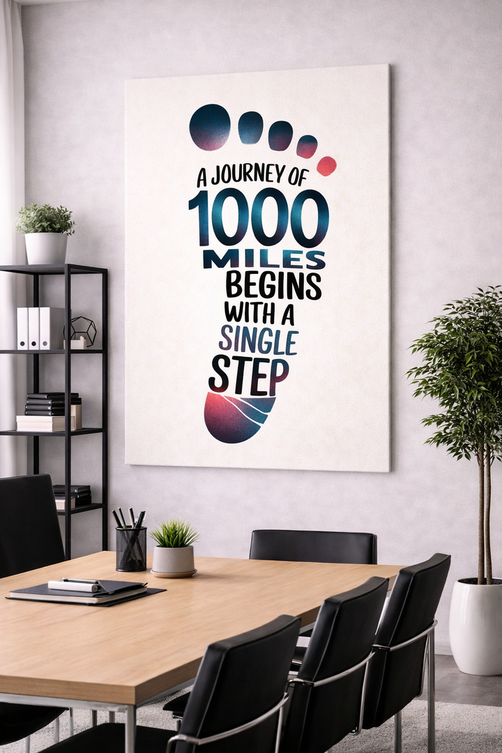 Journey of 1000 Miles Quote Canvas