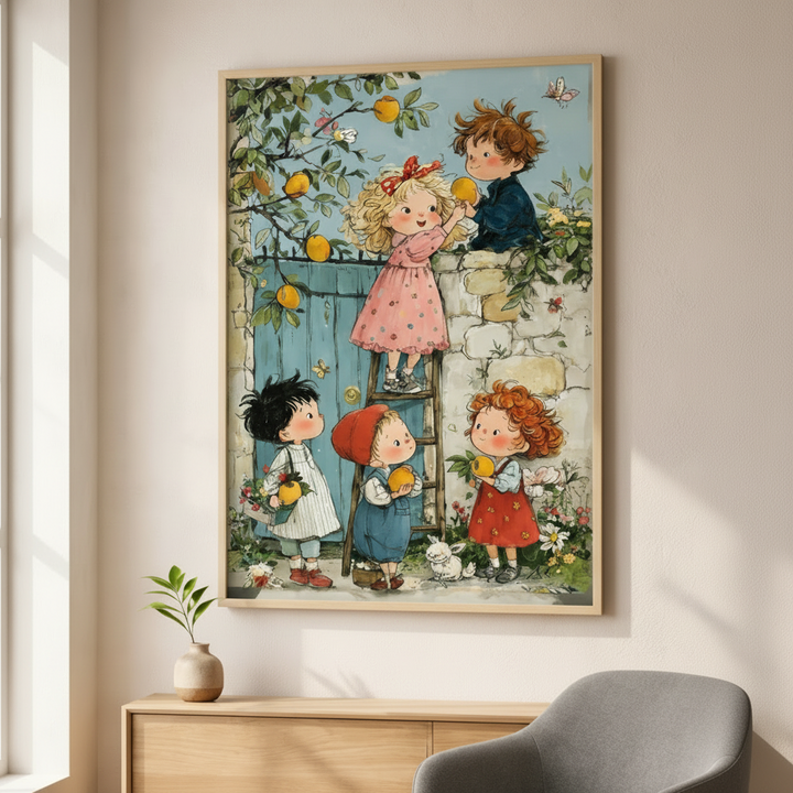Playful Children Garden Canvas Art