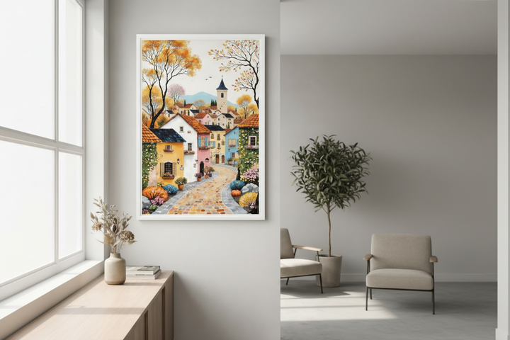Autumn Village Path Canvas