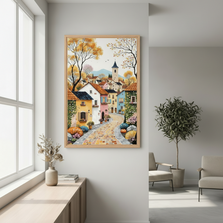 Autumn Village Path Canvas