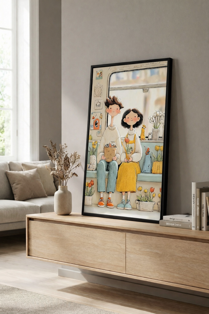 Cozy Couple by the Window Canvas