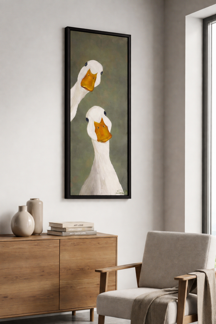 Playful Duck Duo Framed Art