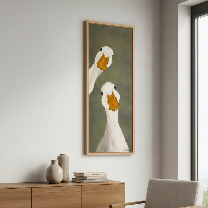 Playful Duck Duo Canvas Art