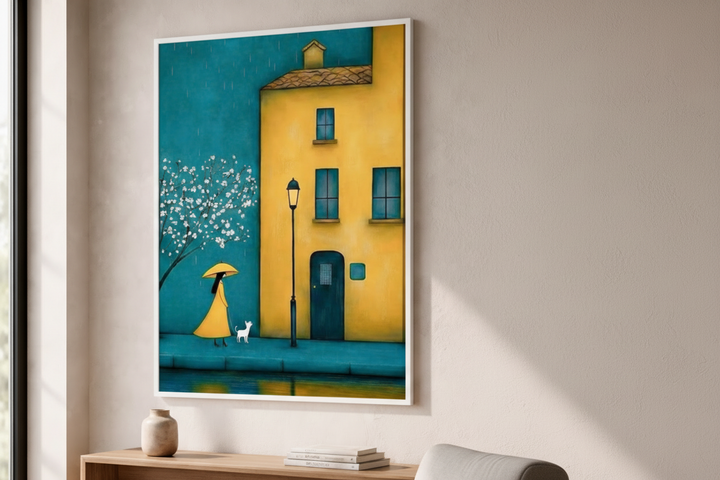 Rainy Street Girl Canvas Art