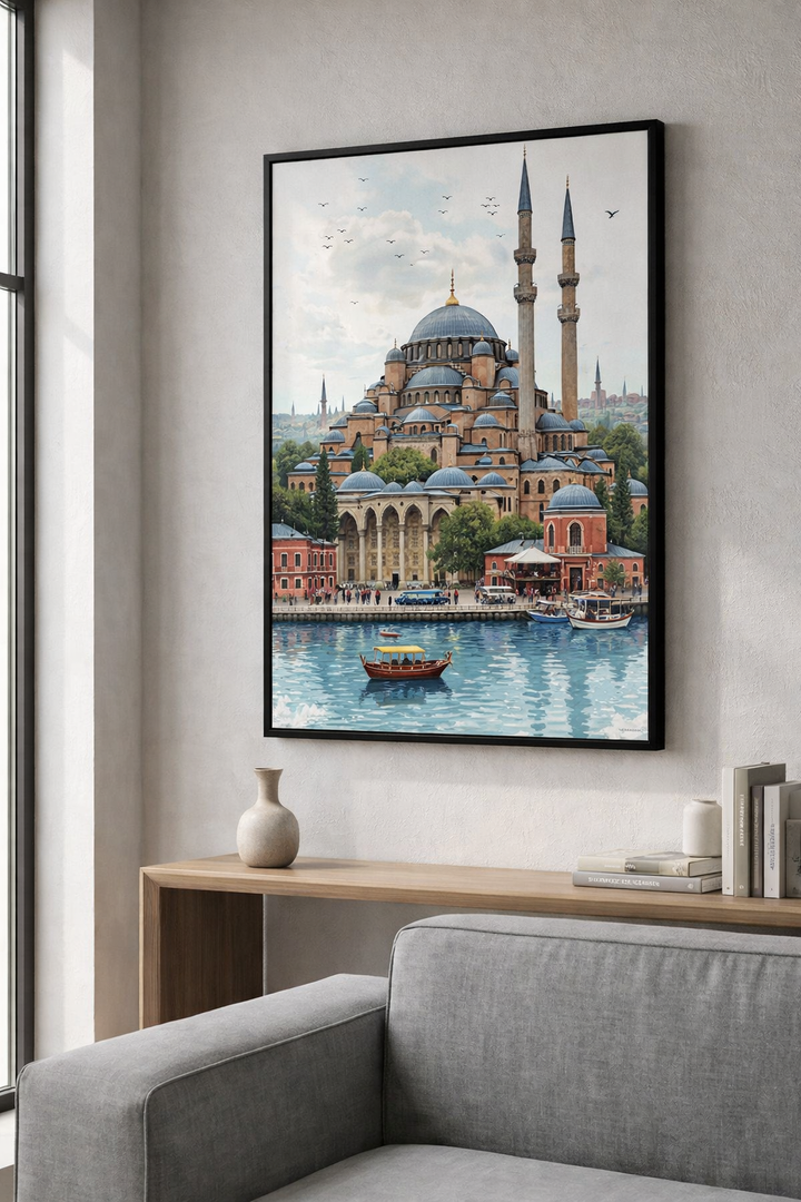 Istanbul Mosque Waterfront Framed Wall Art