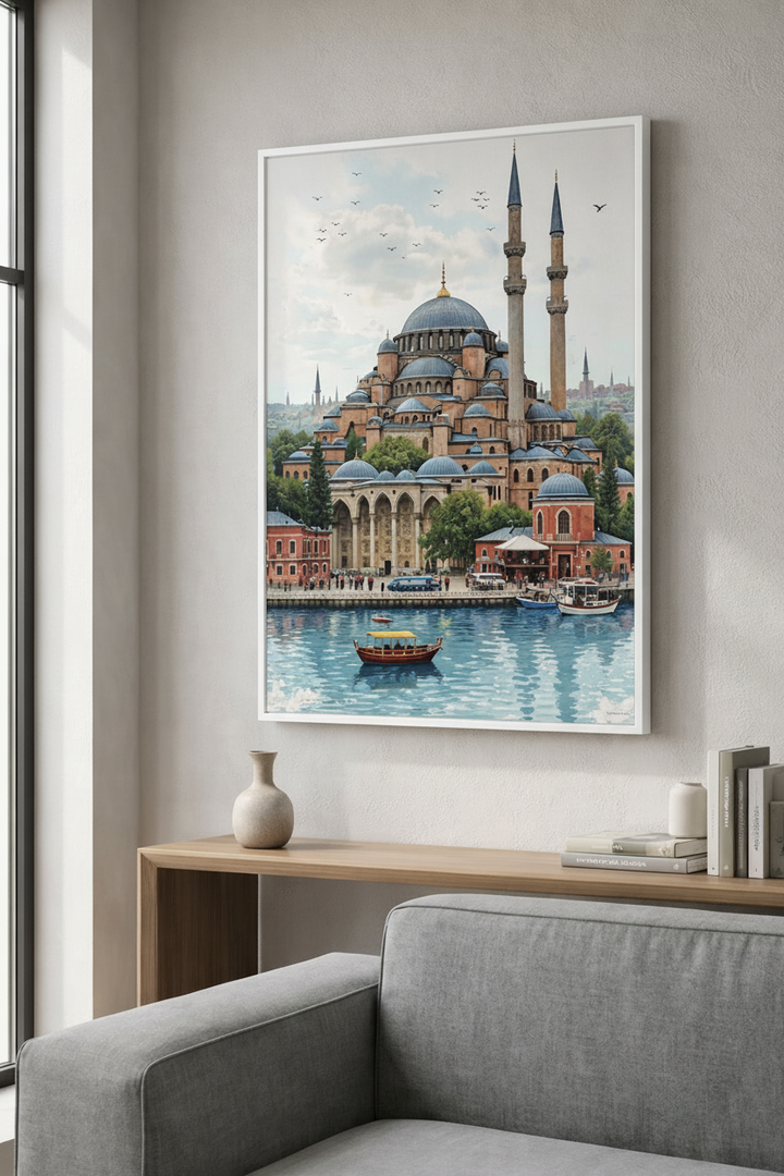 Istanbul Mosque Waterfront Canvas Wall Art