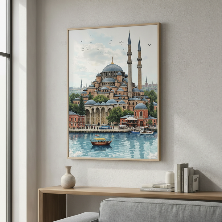Istanbul Mosque Waterfront Canvas Wall Art