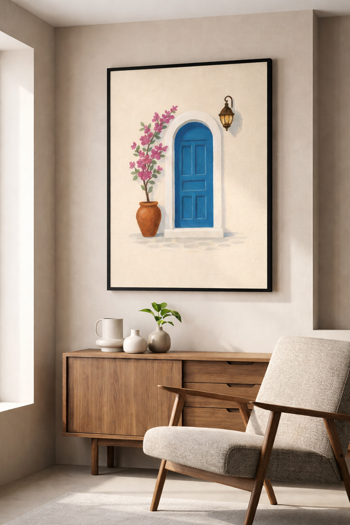 Blue Door Floral Canvas