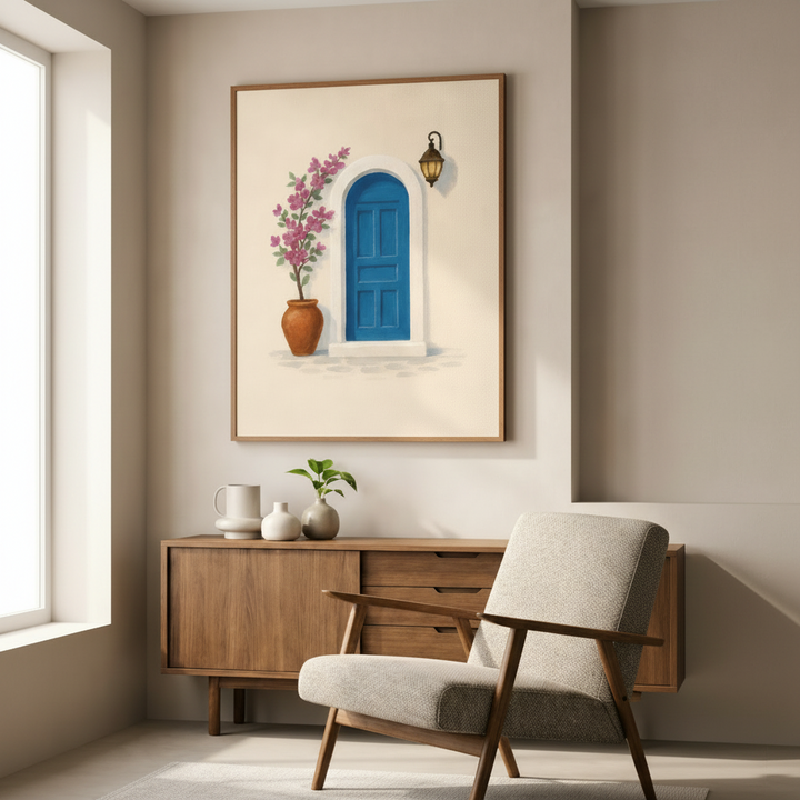 Blue Door Floral Canvas