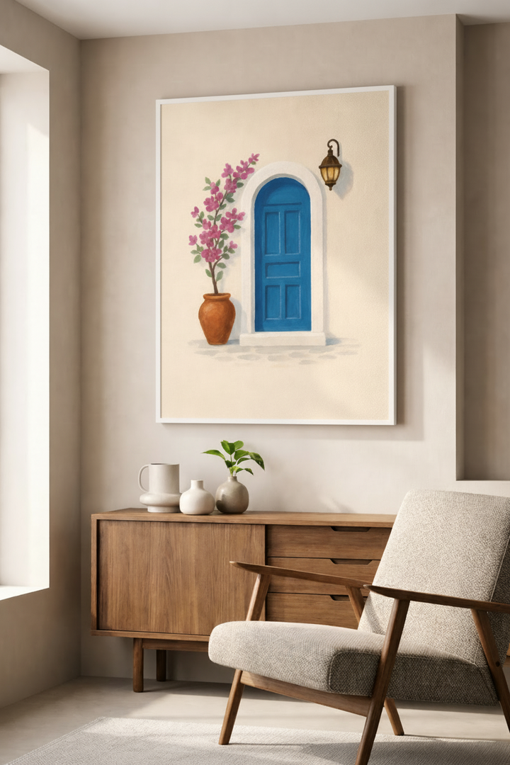 Blue Door Floral Canvas