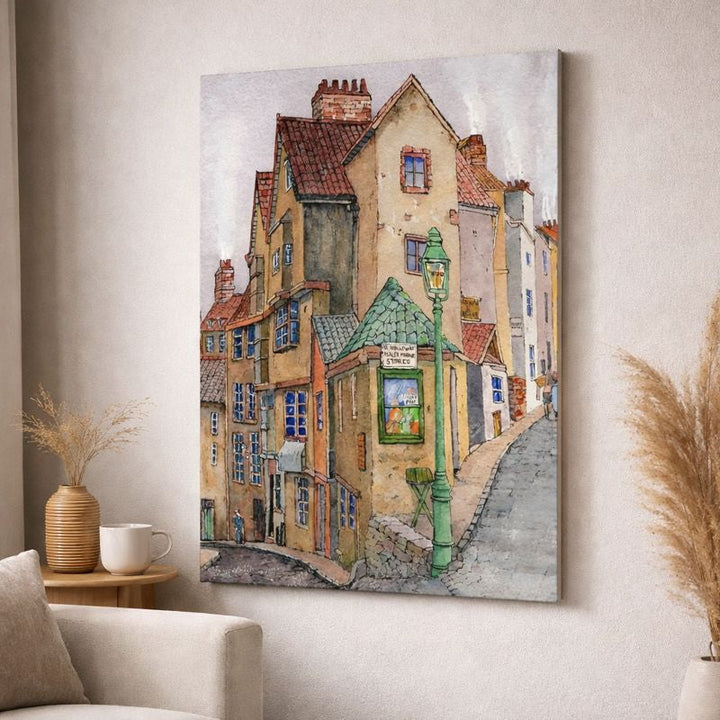 European Street Watercolor Canvas Art