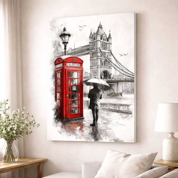 London Red Telephone Booth Canvas Art