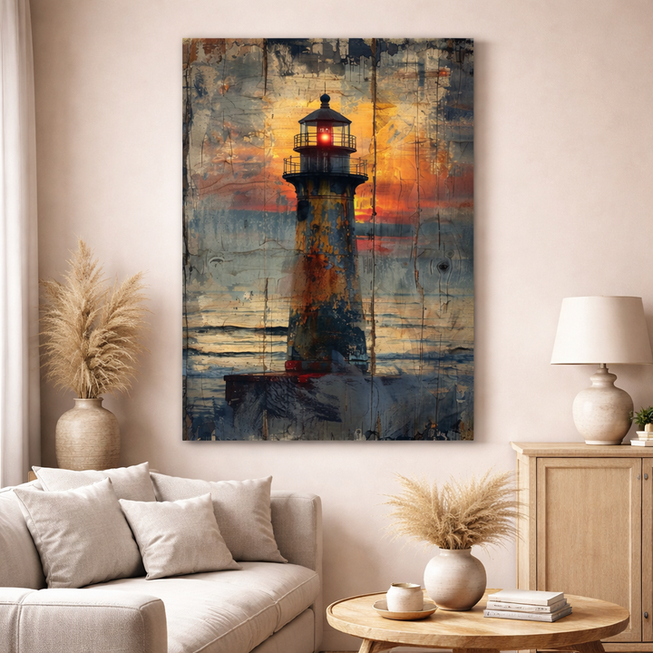 Rustic Beacon Sunset Canvas