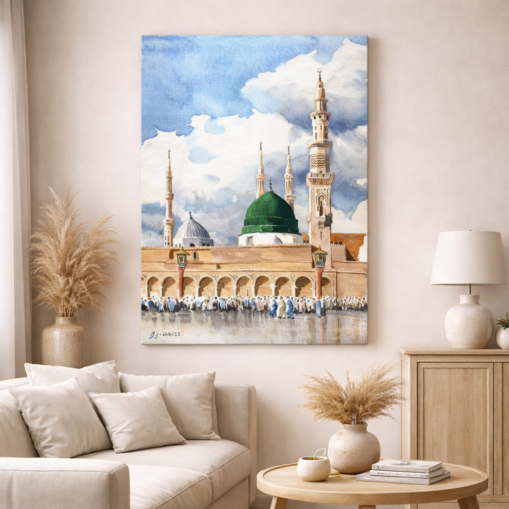 Al Masjid Al Nabawi Watercolor Canvas