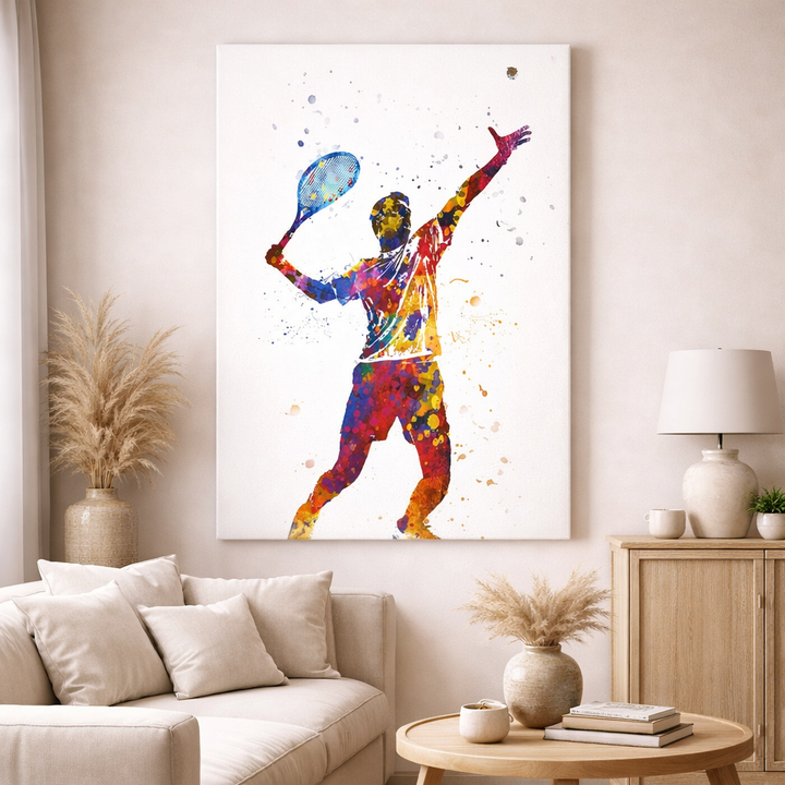 Color Splash Tennis Serve Canvas