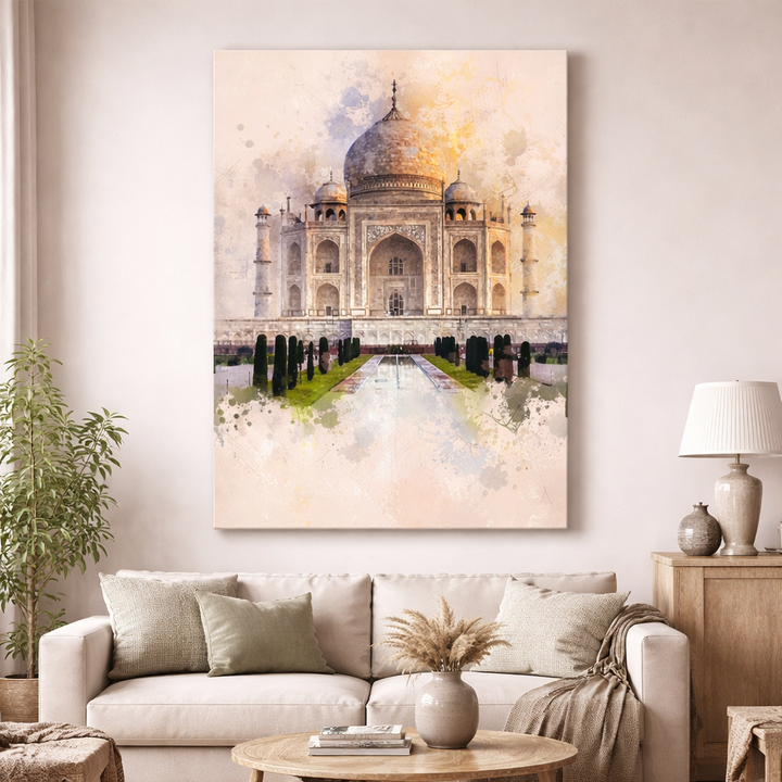 Taj Mahal Watercolor Canvas