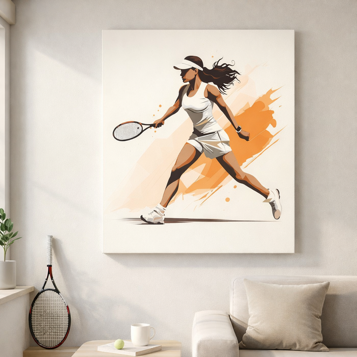 Female Tennis Motion Art Canvas