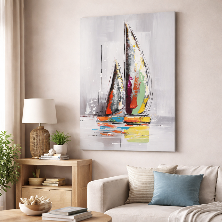 Abstract Sailboats Reflection Canvas
