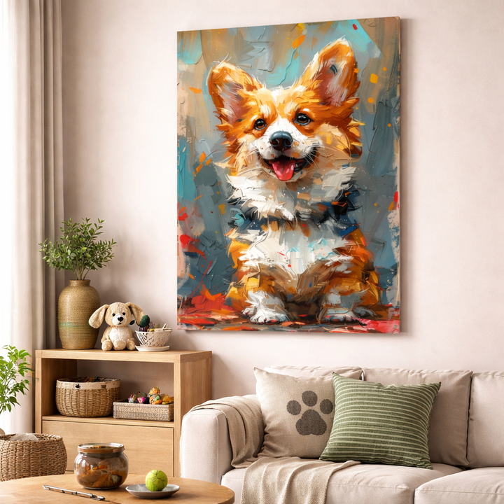 Playful Corgi Dog Canvas
