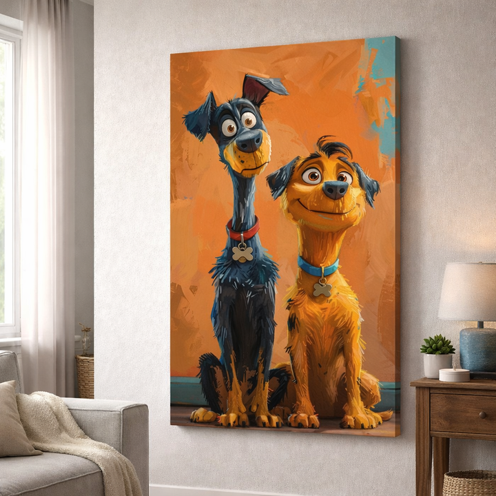 Playful Dog Duo Canvas